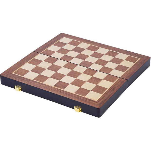 Engelhart schaakspel inklapbaar 38,5 cm hout bruin/wit 33-delig