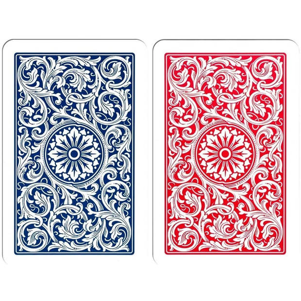 Cartamundi speelkaarten 6,3 x 8,8 cm PVC blauw/rood 111-delig