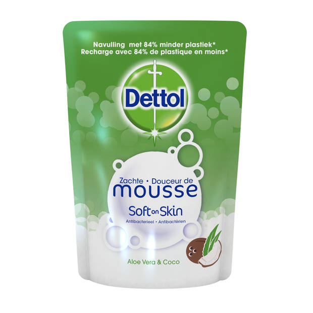 Dettol Handzeep Zachte Mousse - Navulling Magic Foam - Aloe Vera & Coco - 200ml x8