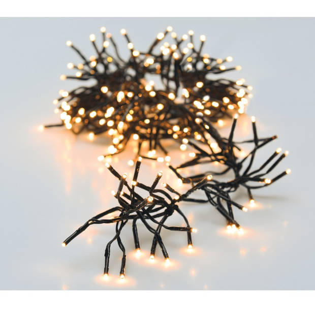 Clusterverlichting zwart snoer buiten 384 lampjes warm wit 300 cm - Kerstverlichting kerstboom