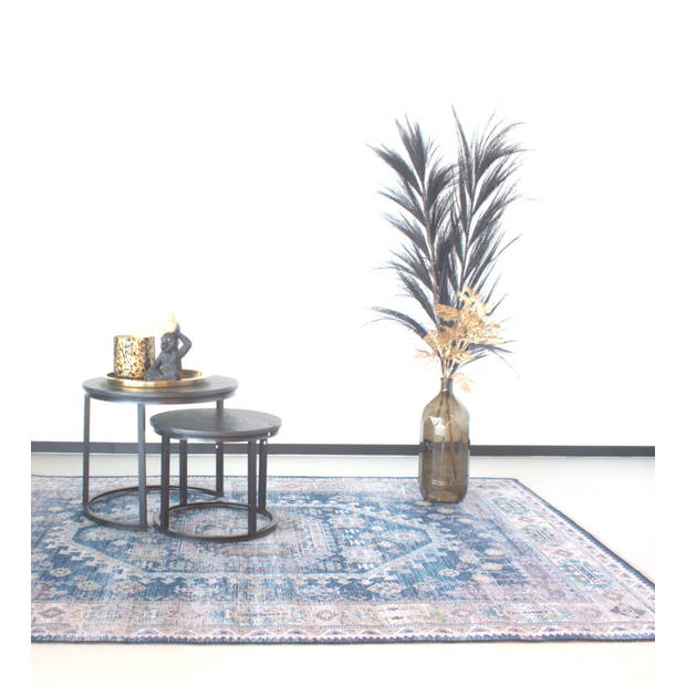 Vloerkleed vintage 200x350cm donkerblauw perzisch oosters tapijt