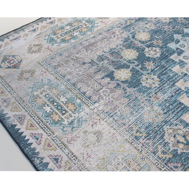 Vloerkleed vintage 70x140cm donkerblauw perzisch oosters tapijt