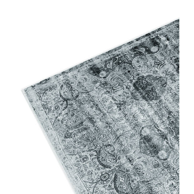 Vloerkleed vintage 70x140cm blauw zwart perzisch oosters tapijt