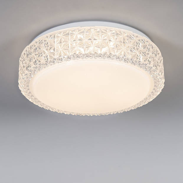 LED Plafondlamp - Trion Pegyon - 12W - Warm Wit 3000K - Sterlicht - Sterlicht - Rond - Mat Wit - Acryl
