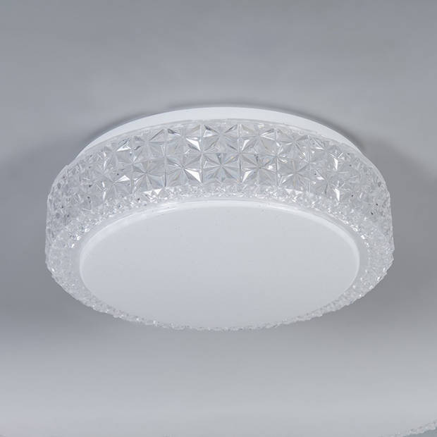LED Plafondlamp - Trion Pegyon - 12W - Warm Wit 3000K - Sterlicht - Sterlicht - Rond - Mat Wit - Acryl