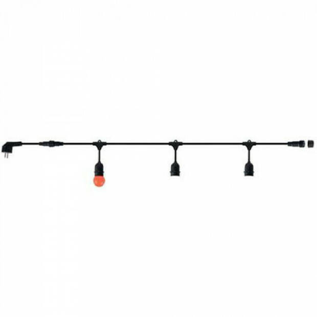 Prikkabel - Lichtsnoer - E27 Fitting - 10 Lampen - 10 Meter - 750W - Zwart