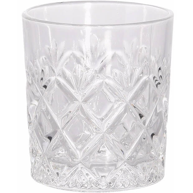 Luxe drinkglazen/whiskeyglazen - 6x stuks - transparant - 230 ml - 7,5 x 8,5 cm - Drinkglazen