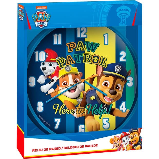 Blauwe klok met Paw Patrol figuren voor kinderen 25 cm - Wandklokken