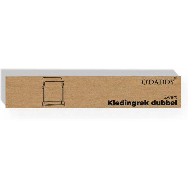 O’DADDY® Kledingrek Dubbel - Zwart Metaal - Met Schoenenrek - 110x33x(137-157)cm - Tot 25kg Per Buis