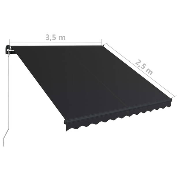 vidaXL Luifel handmatig uittrekbaar 350x250 cm antraciet