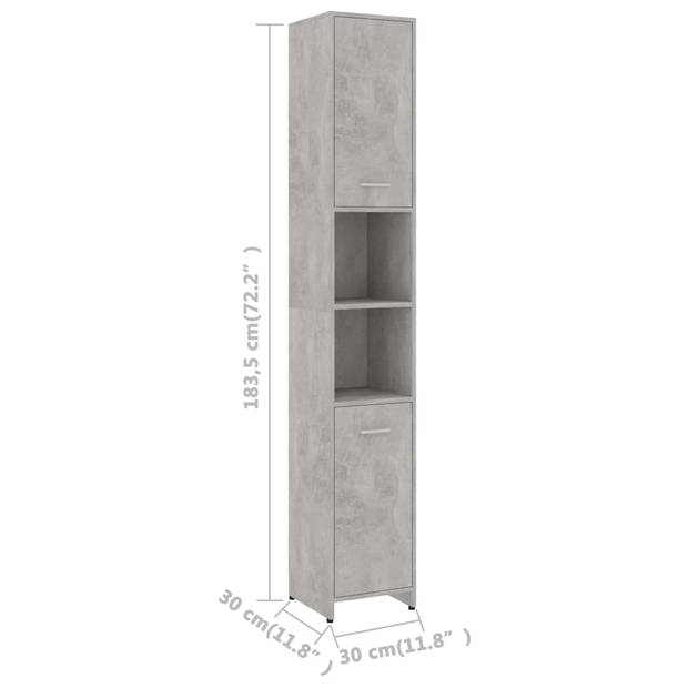The Living Store badkaast - naam - opbergmeubel - 30 x 30 x 183.5 cm - betongrijs