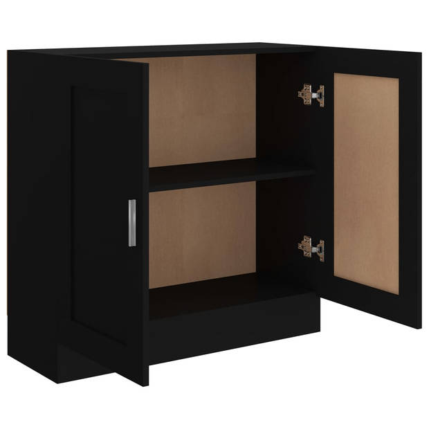 The Living Store Boekenkast - Zwart - 82.5 x 30.5 x 80 cm - 2 vakken en 2 deuren