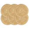 vidaXL Placemats 6 st rond 38 cm jute natuurlijk