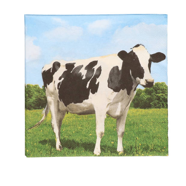 40x Boerderij thema servetten met koeien print 33 x 33 cm - Feestservetten