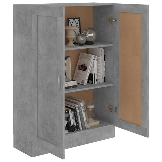 The Living Store Boekenkast Betongrijs - 82.5 x 30.5 x 115 cm - 3 vakken - 2 deuren