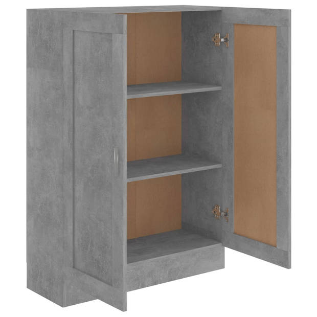 The Living Store Boekenkast Betongrijs - 82.5 x 30.5 x 115 cm - 3 vakken - 2 deuren