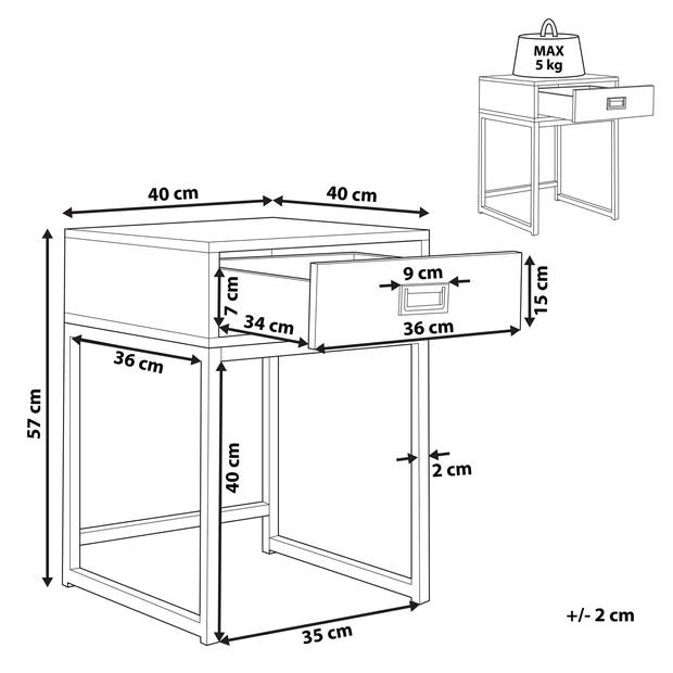 Beliani LARGO - Bijzettafel-Zwart-MDF