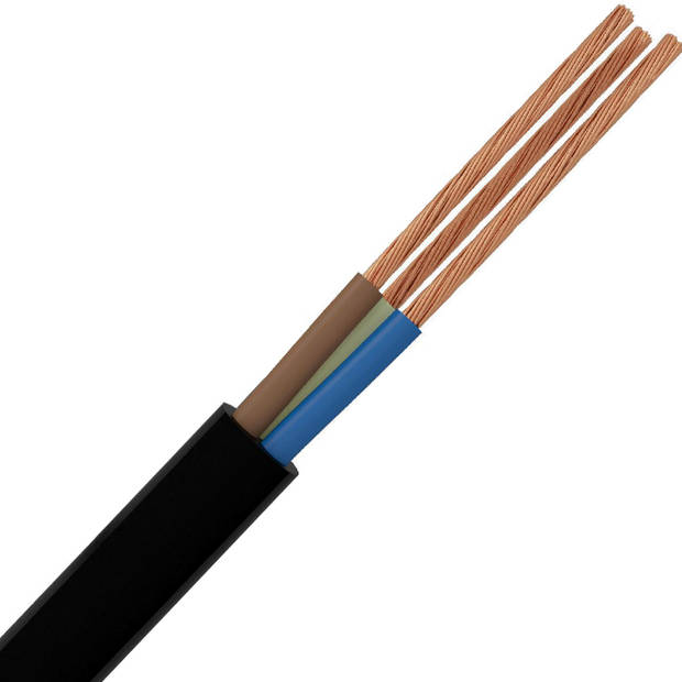 VMVL Kabel - Stroomkabel - 3x1.5mm - 3 Aderig - 10 Meter - H05VV-F - Zwart