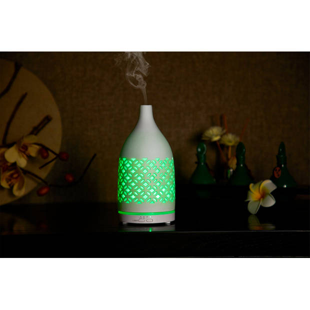 MOSS - Luchtbevochtiger & Geurdispenser met LED - Ceramic vase - 70 ml
