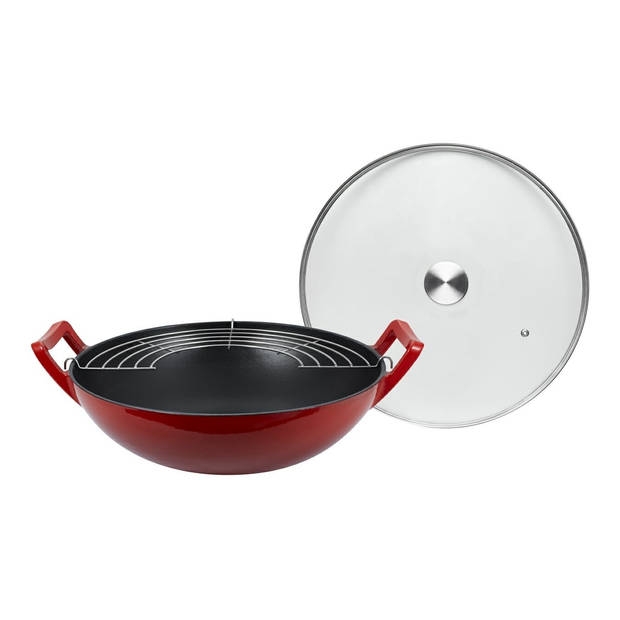 Buccan - Hamersley - Gietijzeren wokpan 36cm - Rood