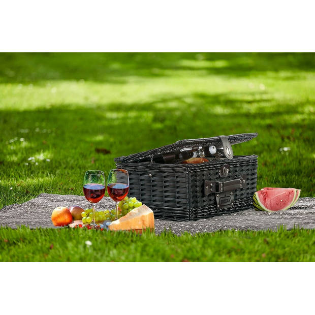 Buccan - Picknickmand met Picknickkleed - 4 Personen - Zwart