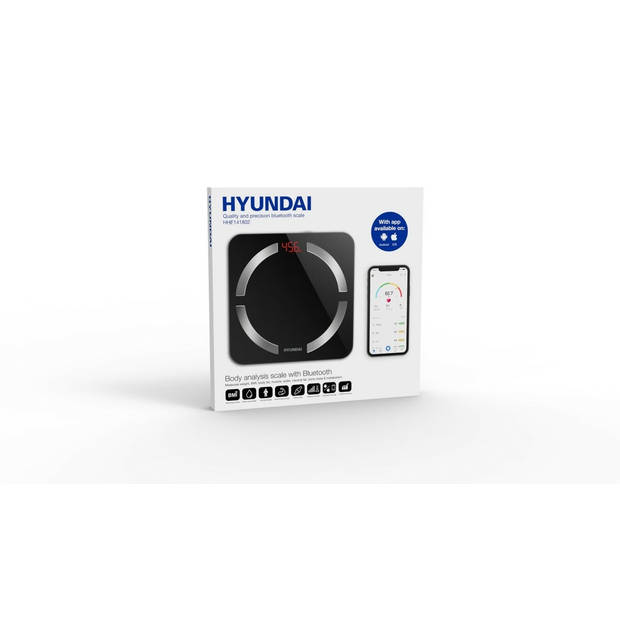 Hyundai Electronics - Digitale personenweegschaal met Bluetooth en lichaamsanalyse - Zwart