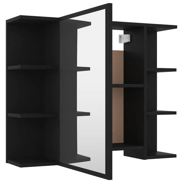 The Living Store Badkamerset - Medium Kast - Wastafelkast - Spiegelkast - Zwart - 80 x 20.5 x 64 cm - 30 x 30 x 95