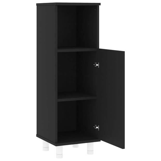 The Living Store Badkamerset - Medium Kast - Wastafelkast - Spiegelkast - Zwart - 80 x 20.5 x 64 cm - 30 x 30 x 95