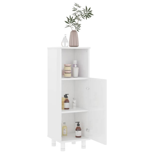 The Living Store Badkaast - Hoogglans wit - 30 x 30 x 95 cm - Spaanplaat