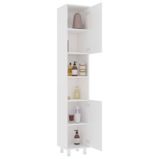 The Living Store Badkamerset - Hoge kast - wastafelkast en spiegelkast - Wit - Afmetingen- 80 x 20.5 x 64 cm (B x D x