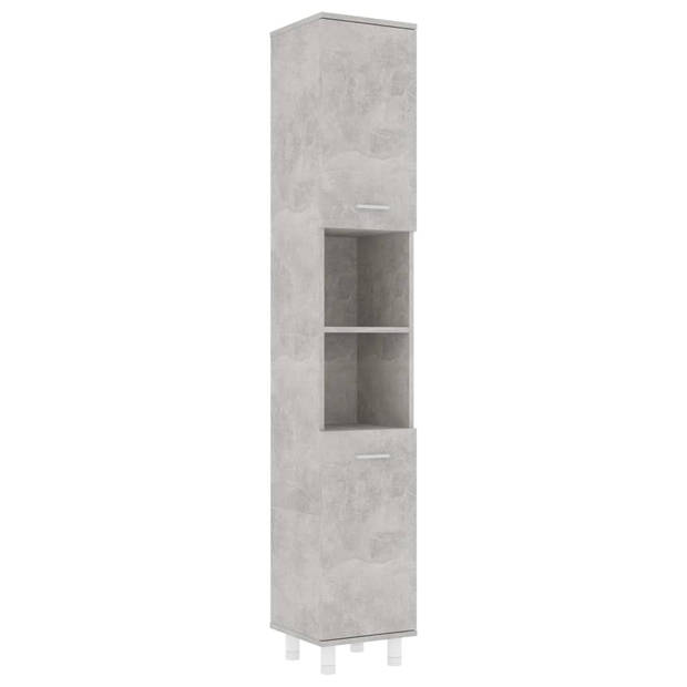 The Living Store Badkamerset - Betongrijs - Spiegelkast 80x20.5x64cm - Hoge kast 30x30x179cm - Medium kast 30x30x95cm -