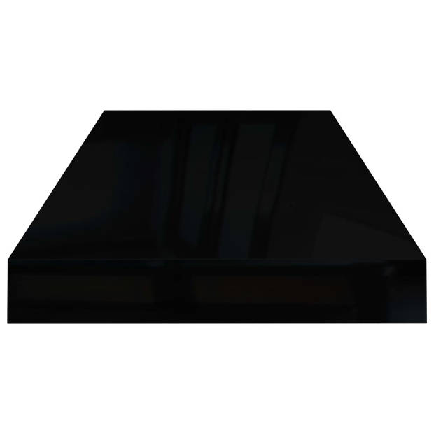 The Living Store Wandplanken - MDF/Metaal - 60x23.5x3.8cm - Hoogglans zwart