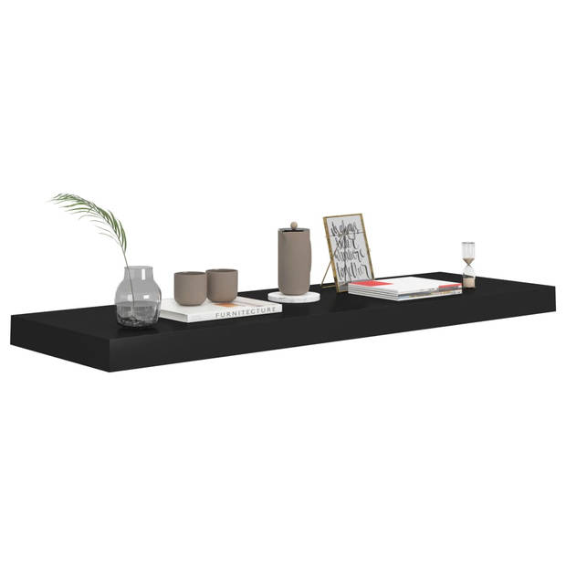 The Living Store Wandplanken Set - Honingraat MDF - Metaal - 80 x 23.5 cm - Zwart