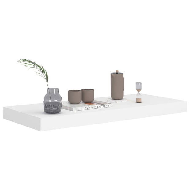 The Living Store Wandplank Set Wit - Honingraat MDF en Metaal - 60x23.5x3.8 cm - Onzichtbaar Montagesysteem