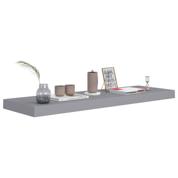 The Living Store Wandplanken - Grijs - 80 x 23.5 x 3.8 cm - Honingraat MDF en Metaal