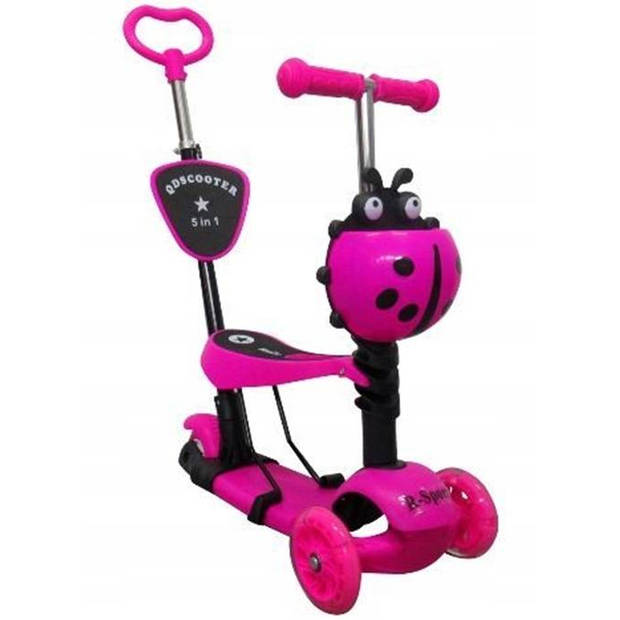 Mini Scooter - Zadel Step Met 3 Wielen - Driewieler - Met Duwstang - LED Wielen - Roze