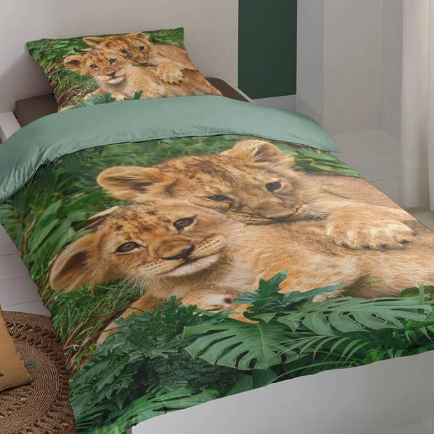Kinder Dekbedovertrek Good Morning Katoen Lion Cubs - multi 140x200/220cm