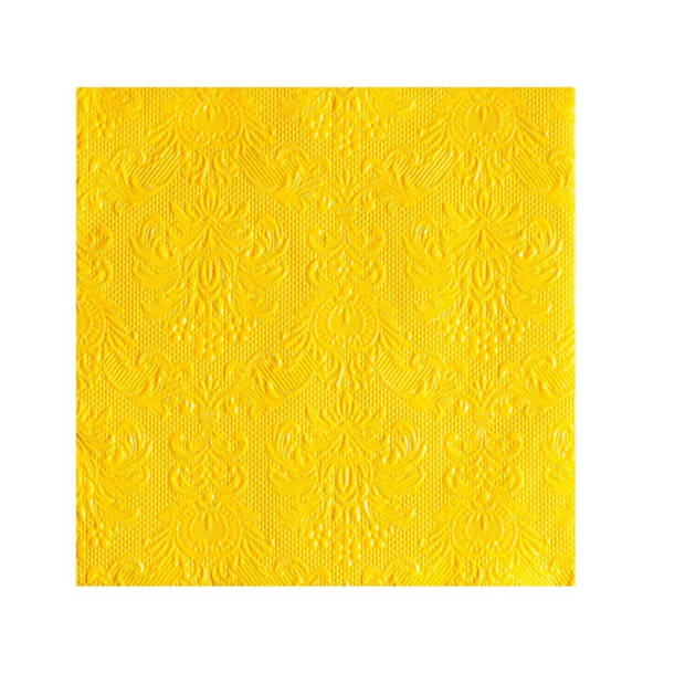15x Servetten geel met decoratie / barok stijl 3-laags 33 x 33 cm - Feestservetten