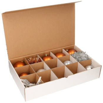 2x Kerstversiering opbergen doos met deksel voor 10 cm Kerstballen - Kerstballen opbergboxen