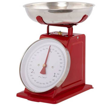 Plint Retro Keukenweegschaal – Weegt tot Max. 3kg – Analoog – Rood
