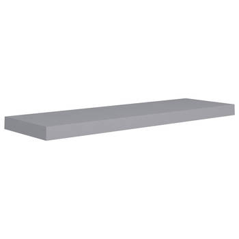 The Living Store Wandplank - Grijs - 80 x 23.5 x 3.8 cm - Honingraat MDF en Metaal