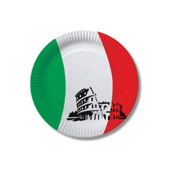 30x stuks Italiaanse vlag thema feest bordjes van 23 cm - Feestbordjes