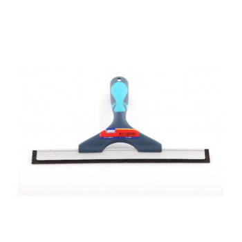 Blauwe raamwisser/raamtrekker met strip van natuurrubber en ergonomische soft grip 25 cm - Raamwissers