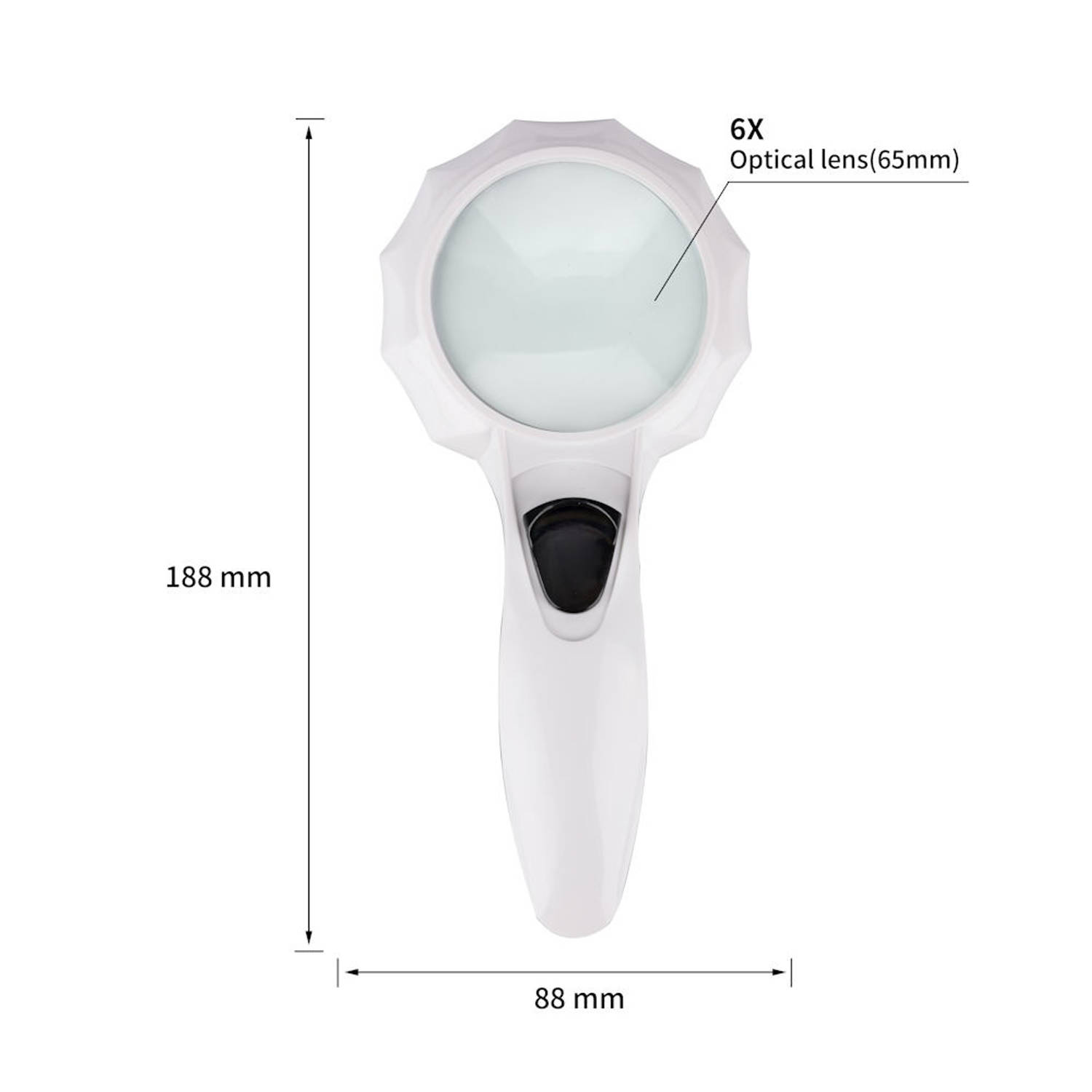 Troosteloos Nietje Ongewapend Hand Loep met LED verlichting - 6x Vergroting - Lees Vergrootglas - |  Blokker