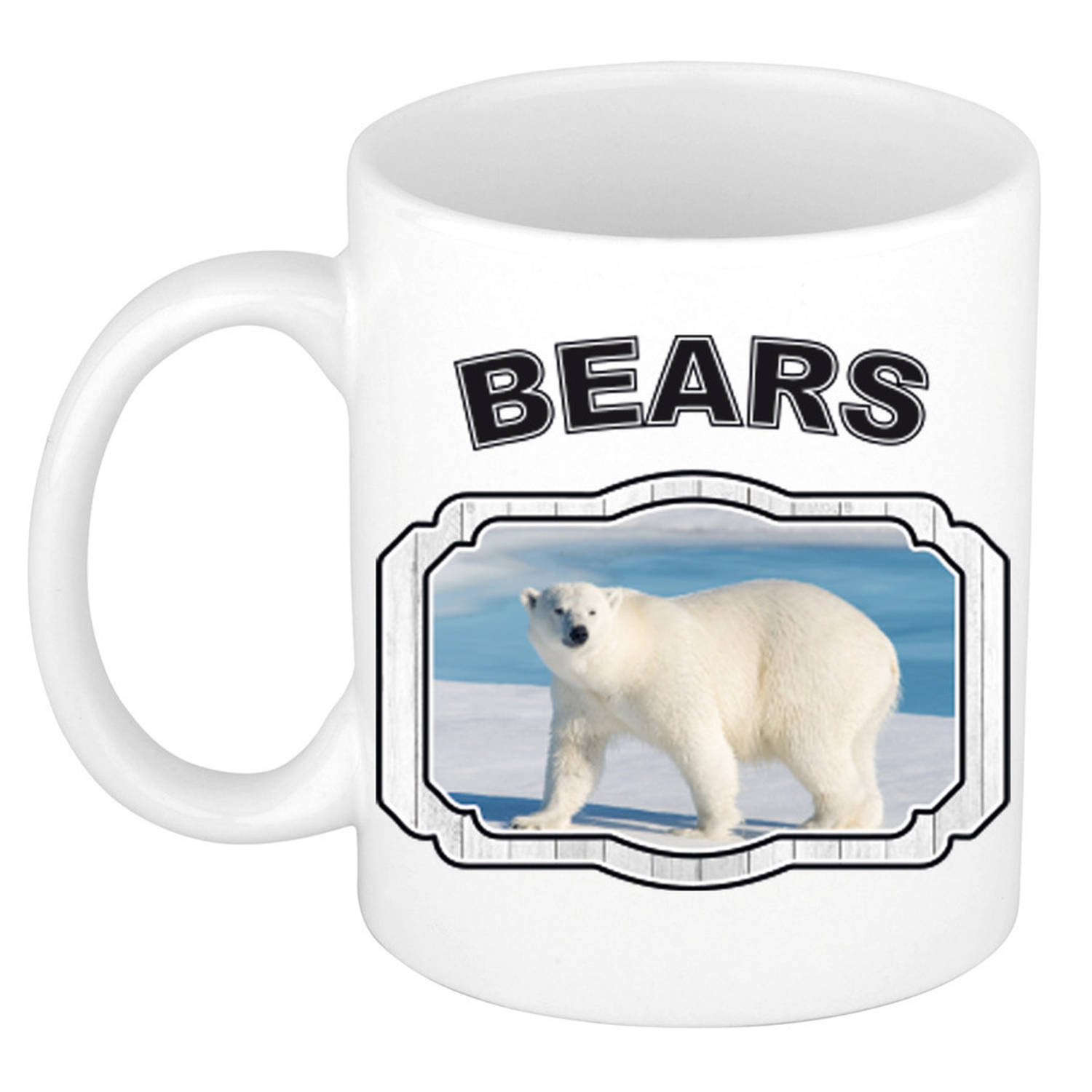 Dieren Grote Ijsbeer Beker - Bears/ Ijsberen Mok Wit 300 Ml - Feest Mokken