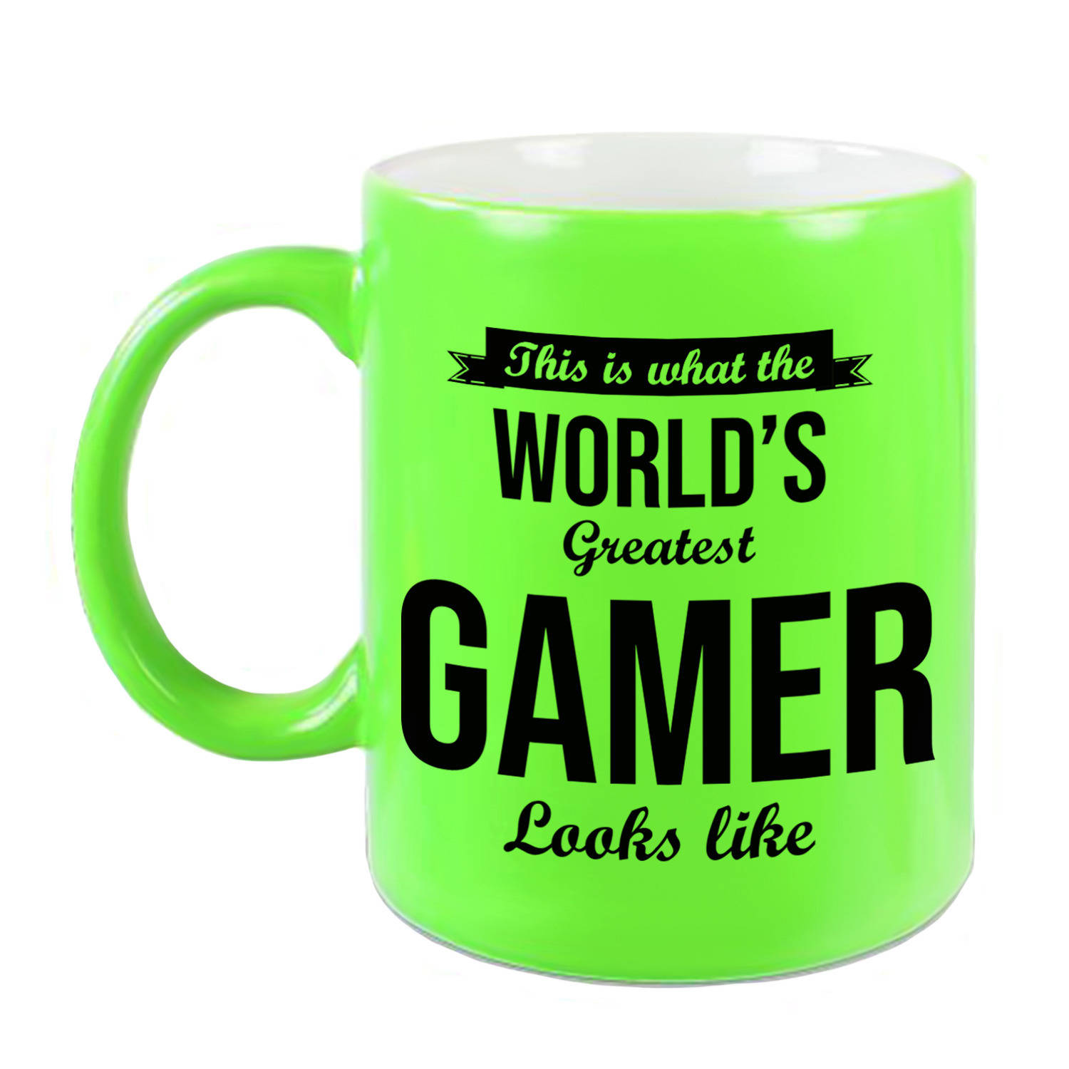 This Is What The Worlds Greatest Gamer Looks Like Cadeau Mok-Beker 330 Ml Neon Groen Gamer Cadeau
