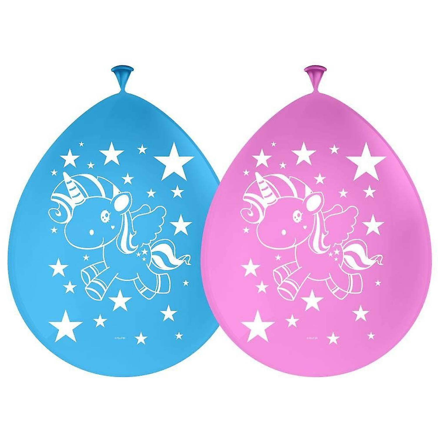 Folat ballonnenset eenhoorn meisjes 30 cm blauw/roze 8 stuks