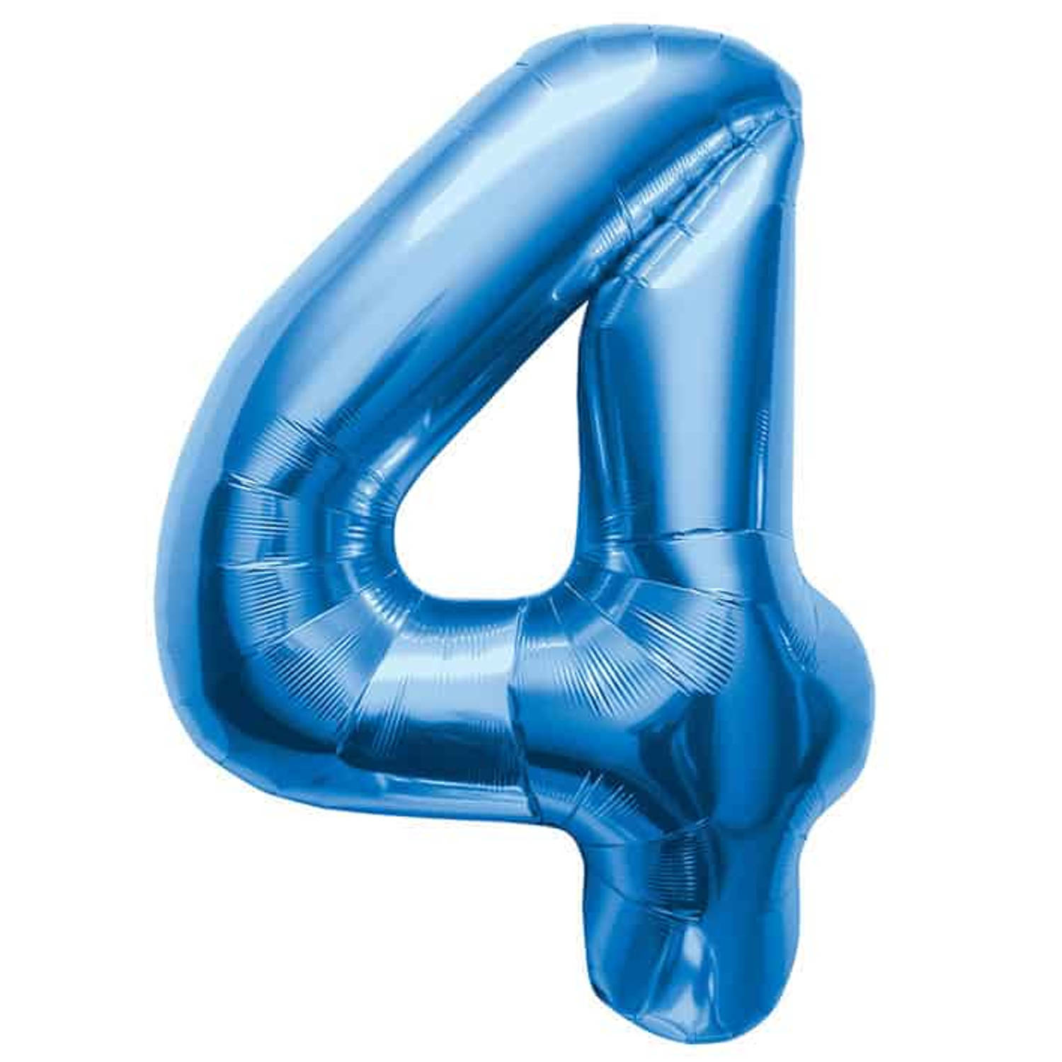 Blauwe Folieballon Cijfer 4 - 86cm