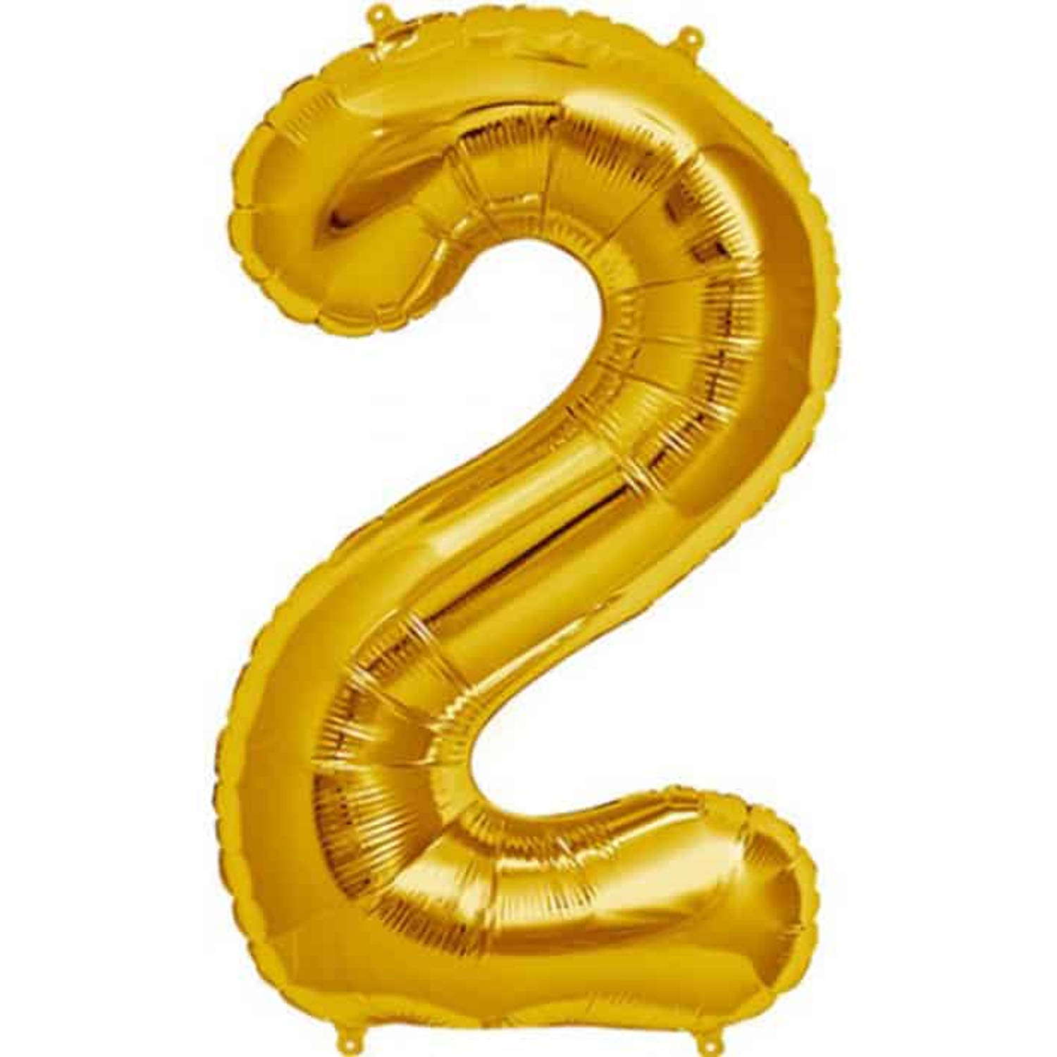 Folat Folie cijfer ballon - 86 cm goud - cijfer 2 - verjaardag leeftijd