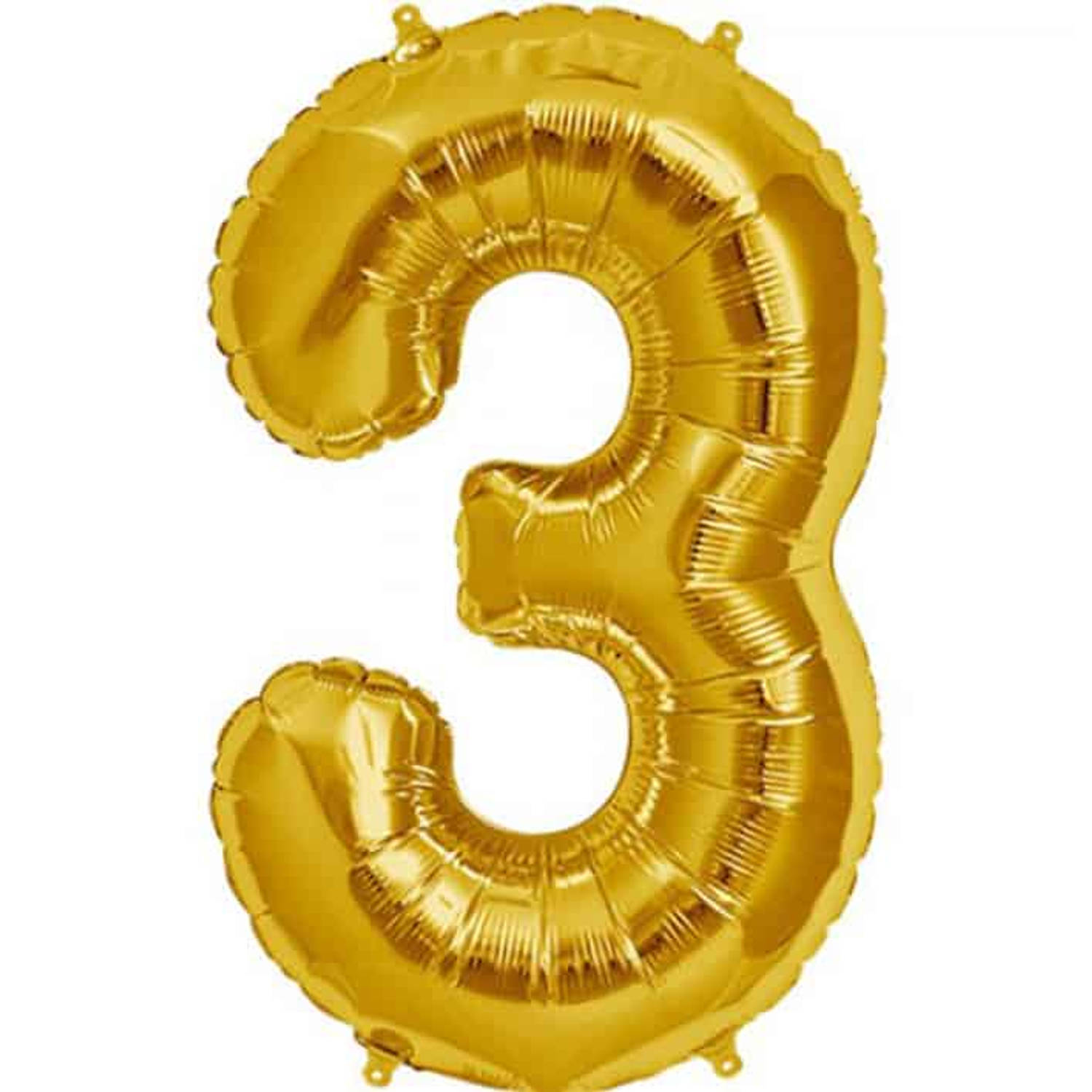 Folat Folie cijfer ballon - 86 cm goud - cijfer 3 - verjaardag leeftijd